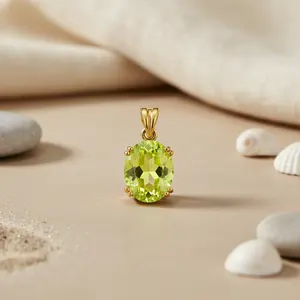 Colgante de Peridoto con Baño de Oro Hecho a Mano para Mujer, Joyería Religiosa Fina, Regalo con Certificado GIA, Dije de Oro Rosa - Product Image 3