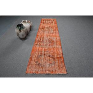 พรมวินเทจตุรกี ขนาด 2.7x9.9 ฟุต (81x303 ซม.) พรมขนสัตว์โมร็อกโกสีส้ม - Product Image 1