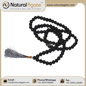 Meilleur fournisseur de perles Mala en agate noire | Perles de Mala en agate noire | 108 perles jp mala de prière hindoue - Product Image 3