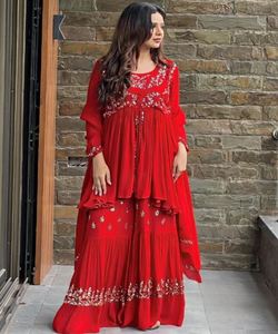 Robe pakistanaise pour femmes, tenue islamique pour l'Aïd, formelle, décontractée, hiver, florale, en mousseline de soie, manches longues - Product Image 3