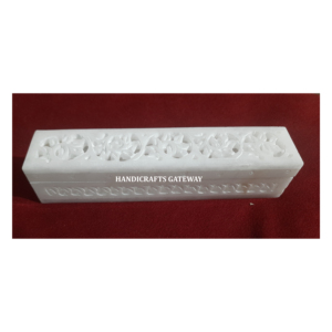 การออกแบบล่าสุดที่สวยงามหินอ่อนสีขาวทําด้วยมือแกะสลักกล่องดินสอสําหรับถือดินสอและปากกาและวัตถุประสงค์ของขวัญในงานแต่งงาน - Product Image 1