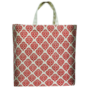 BOLSA DE LA COMPRA DE ALGODÓN CON ESTAMPADO DE MOTIVO ROJO para USO MULTIPERPOSE HECHO en INDIA- WEST BENGAL - Product Image 1