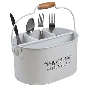 Porte-ustensiles ovale en métal galvanisé avec revêtement en poudre gris fer, organisateur de table à manger de cuisine, blocs à découper pour la maison. - Product Image 3