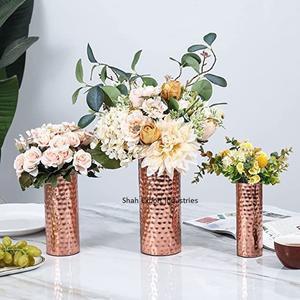 Cylindrical Shape Brass Floral <b>Vase</b> Hammered Design Metal Flower <b>Vase</b> for Event Party Decor Golden Flower <b>Vase</b> - Product Image 6