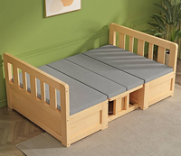 Canapé-lit pliable en bois massif pour petit appartement, style moderne minimaliste, double usage, lit de rangement multifonctionnel avec bureau