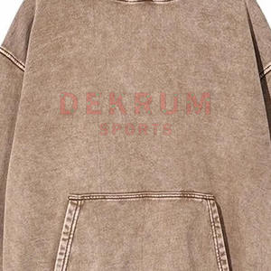 Nouveau sweat à capuche délavé pour homme, manches longues, respirant, mode hiver, fermeture éclair, fourniture ODM, couleur personnalisée, coton/polyester - Product Image 6