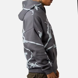 Sweat à capuche brodé avec visage pleurant pour homme 2024, nouvelle arrivée, veste unisexe délavée, hip hop, rock, décontracté, hiver, 100% coton - Product Image 2