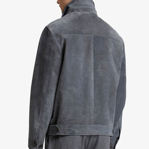 Regular Length Designer <b>Leather</b> Suede Casual <b>Shirt</b> with Belted Waist OEM Service Custom Logo Breathable Men's <b>Shirt</b> - Product Image 3