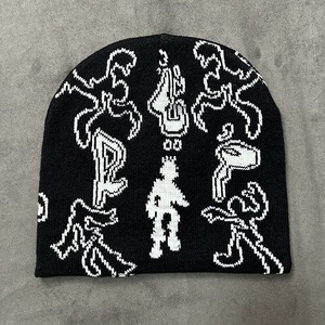 Fabricantes de gorros personalizados con estampado completo Jacquard, gorro de calavera de invierno sin puños, gorros para hombre con gorros personalizados, gorros con logotipo de punto - Product Image 6