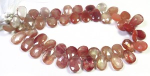 Corte facetado natural 10-12mm rojo andesina labradorita piedras preciosas 8,5 \ "hebra cuentas de pera sueltas - Product Image 5