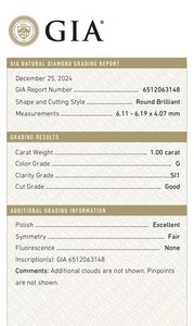 เพชร B2B บริสุทธิ์สำหรับ Gia ได้รับการรับรองจาก Gia เพชรสีขาวหลวมๆ1.00 CT กลม g สี FL ไหลผ่านการตัดตามธรรมชาติ - Product Image 3