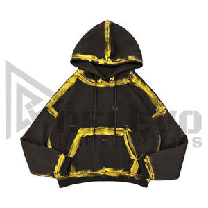 <b>Yellow</b> Color Acid Wash Embroidered Streetwear <b>Hoodie</b> Wholesale Heavyweight Boxy Custom Print French Terry Cotton Oversized - Product Image 1