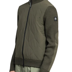 Suéter Híbrido con Cierre para Hombre, Tejido de Punto, Paneles Acolchados, Estilo Casual Elegante, Chaqueta de Manga Larga - Product Image 5