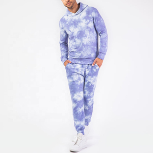 Conjunto de Sudadera con capucha de invierno transpirable lavado Tie Dye chándales con estampado 3D pantalones de chándal de peso medio francés Terry hombres chándal de gran tamaño - Product Image 1