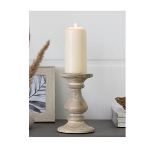 Elegante portavelas de madera tallada con acabado liso, perfecto para la decoración del hogar, centro de mesa de boda o uso de mesa de comedor - Product Image 5