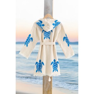 Varol 100% Organic Handcrafted Stone Print Kids Bath <b>Towel</b> Waiter's Robe-Caretta - Product Image 2