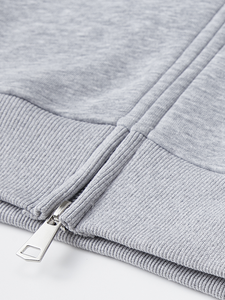 Sweat-shirt à capuche zippé gris clair classique : style minimaliste, doublure en polaire de qualité supérieure, essentiel pour le quotidien et le streetwear - Product Image 4