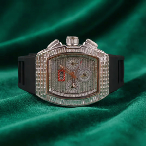 Montre chronographe automatique Iced Baguette Tonneau, cadran squelette, verre saphir, montre mécanique de sport de luxe pour homme - Product Image 1