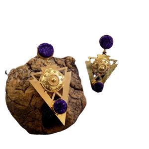 Pendientes de diseño de declaración colgantes y gota de piedras preciosas chapadas en oro SKU5637 para accesorio de moda - Product Image 2