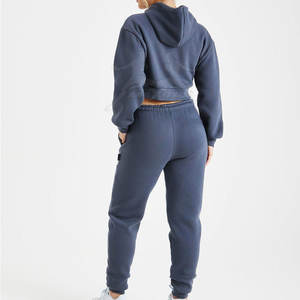 Mode Pull Crop Top Survêtement Avec Stretch Fit Et Tissu Doux Deux Pièces Pull Crop Top Survêtement - Product Image 2