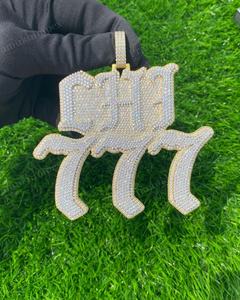 Pendentif Moissanite de luxe entièrement serti en argent 925, taille ronde, double couche, style Hip Hop, plaqué or, unisexe, pour soirée, sertissage griffe - Product Image 3