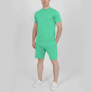 Ensemble deux-pièces décontracté pour hommes, ensemble short et t-shirt en tricot de coton respirant - Product Image 3