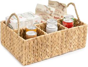 ตะกร้าใส่ของผักตบชวาทรงสี่เหลี่ยมสำหรับห้องครัวธรรมชาติมีที่วางเครื่องใช้จากหญ้าทะเลแบบมีที่จับสำหรับจัดระเบียบ - Product Image 3