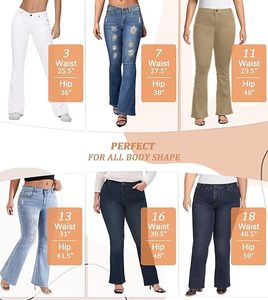 Pantalones vaqueros rasgados elásticos de cintura media de Color sólido a la moda para mujer de talla grande, Vaqueros ajustados informales de verano con decoración de botones - Product Image 3