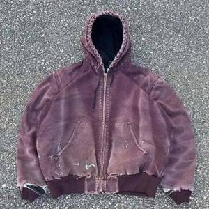 Sudadera con Capucha Extra Grande para Hombre, Gruesa, con Cierre Completo, Estilo Desgastado, Lavada, Decolorada por el Sol, Felpa Francesa, 100% Algodón - Product Image 1