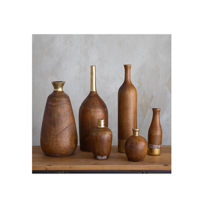 Maceta de madera con diseño de estilo personalizado original Mesa de 3 piezas Showpieces Decoración Florero de madera - Product Image 6