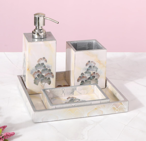 Ensemble de salle de bain en marbre blanc moderne Porte-brosse à dents Distributeur de savon liquide Qualité supérieure Utilisation Salle de bain Lavabo Distributeur de savon - Product Image 1