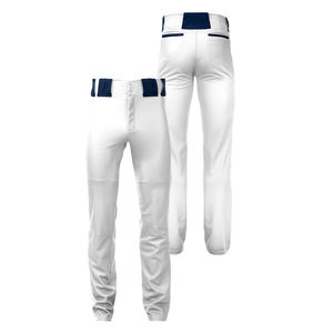 Pantalones de béisbol de alta calidad para jóvenes Color blanco Ajuste holgado Pantalones de béisbol lisos de longitud completa con cremallera y cierre de botones - Product Image 5
