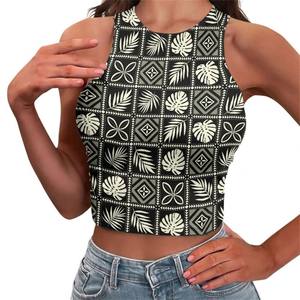 Top corto de manga corta holgado informal con cuello redondo personalizado para mujer, Top corto informal ajustado de algodón y poliéster para mujer - Product Image 6