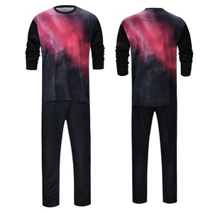 French Terry Sports Plus Size <b>Men's</b> Sweat <b>Shirt</b> and Jogger Set Gym Plain <b>Fleece</b> Winter Jogging Crewneck Tracksuits Set - Product Image 4