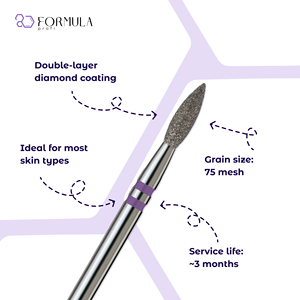 Premium Diamond <b>Nail</b> Bit Sharp Flame 2.5mm Violet PRO for Professional Cuticle Care - Product Image 2