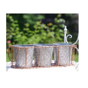 New Design Outdoor galvanized planter set of 3 antique hanging garden <b>pots</b> planter Good fellow <b>Large</b> Metal Hanging Planter - Product Image 3
