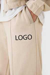 Nouvel ensemble survêtement décontracté pour homme avec pantalon de survêtement ample à plis et veste zippée à plis, logo personnalisé, tenue de sport - Product Image 2