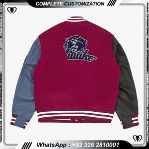 แจ็คเก็ตบอมเบอร์กันน้ำเป็นมิตรกับสิ่งแวดล้อมเสื้อหนังมีปกตั้งได้โลโก้ฤดูใบไม้ผลิฤดูหนาว - Product Image 3