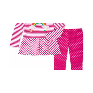 Set 2 Pezzi Kids Headquarters: Tunica Arcobaleno e Leggings a Pois per Bambine, Taglia 6X, Rosa - Per Neonate - Product Image 2