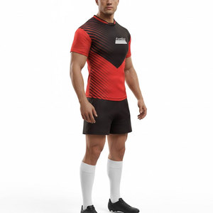 Conjunto de Uniforme de Rugby para Hombre, Tela Elástica de Poliéster, Transpirable, Ajuste Cómodo, Secado Rápido, Manga Corta, Pantalones Cortos, para Partidos de Clubes y Equipos, Venta al Por Mayor - Product Image 3