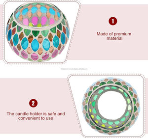 เชิงเทียนแก้วโมเสคสีสันสดใสแบบทำมือที่วางของตกแต่งบ้านและปาร์ตี้อเนกประสงค์ดีไซน์คริสต์มาสไม่เหมือนใครสำหรับงานแต่งงานวันหยุด - Product Image 3