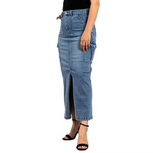 Jupe en jean pour femme, taille haute, style décontracté, pour un usage quotidien et en extérieur, jupe en jean pour femme, style décontracté élégant - Product Image 3