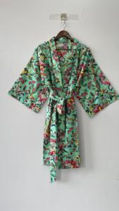 Vert 100% coton indien plage Kimono Robe hiver douche peignoir Robe de chambre ODM vêtements de plage - Product Image 4
