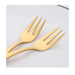 Tenedor de cubiertos de plata dorada de acero espejado de alta calidad, juego de tenedor de postre de carne de fruta de CENA DE Navidad de latón - Product Image 3