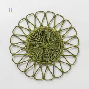 Platos Base de Ratán Verde Más Vendidos, Mantel Individual de Ratán Estilo Boho, Mantel Individual de Mimbre de Venta Caliente OEM de Vietnam - Product Image 1