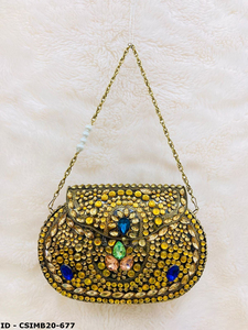 กระเป๋าคลัทช์คริสตัลและโลหะงานฝีมือดีไซน์พิเศษ พร้อมรายละเอียดประณีต  เป็นเครื่องประดับสุดหรูสำหรับผู้หญิง - Product Image 2