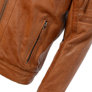 Veste universitaire chauffante style rue pour hommes, haute qualité, en cuir de vache véritable, col montant, automne hiver, service OEM - Product Image 4