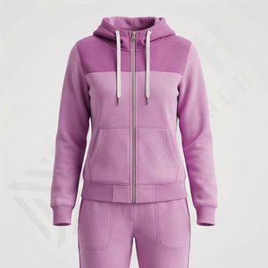 Conjunto Deportivo Personalizado de 2 Piezas con Hombros Caídos, Pantalones Joggers y Sudadera con Cremallera, Chándal para Mujer, Ropa Deportiva para Gimnasio - Product Image 1