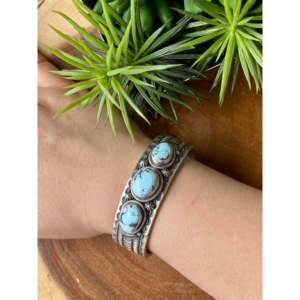 Jereme Delgarito Golden Hills Turquoise & Sterling <b>Silver</b> Fashion <b>Cuff</b> <b>Bracelet</b> - Product Image 2