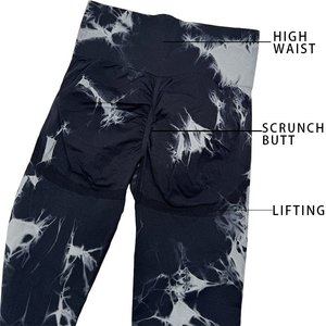 Lupin Felt 2025 New Gym Outfits Women Bum Lifting Push-Up Leggings Breathable Nylon Spandex <b>Tie</b>-Dye Pattern <b>Knitted</b> Pants - Product Image 2